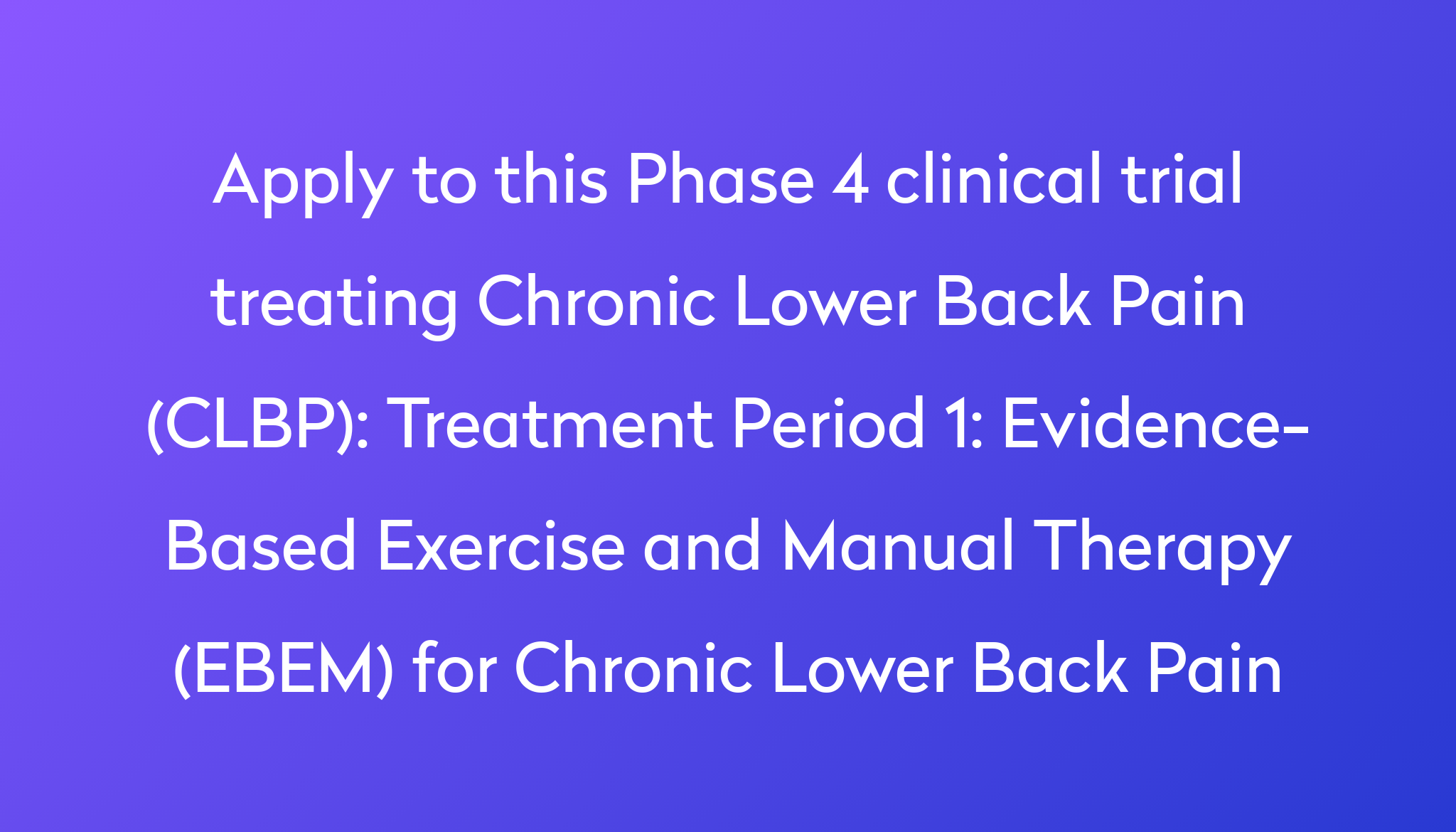 Treatment Period 1 Evidence Based Exercise And Manual Therapy EBEM 